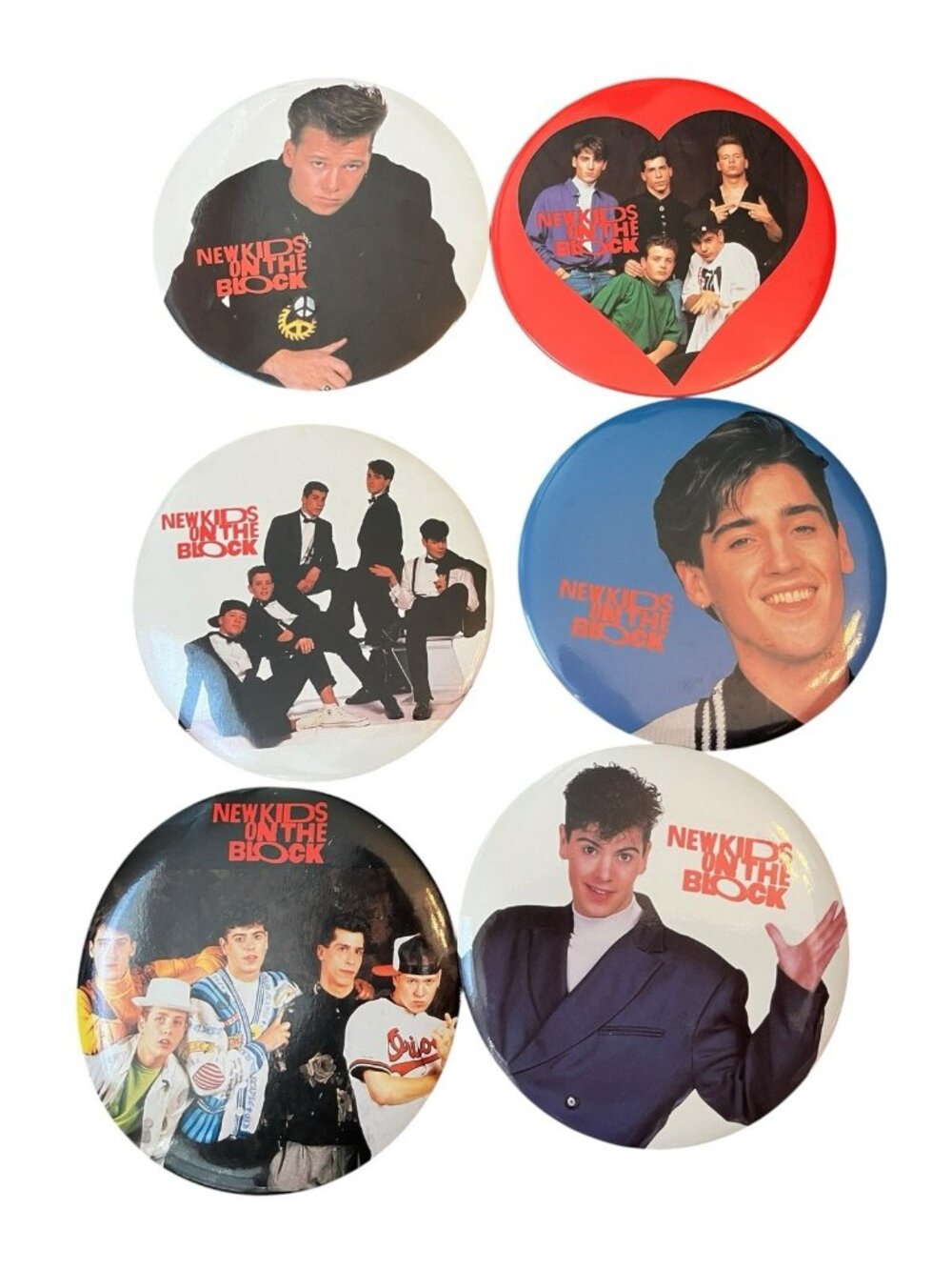 New Kids On The Block Jumbo Button Pin Lot 6 in Jonathan Jordan Joey Donny Danny